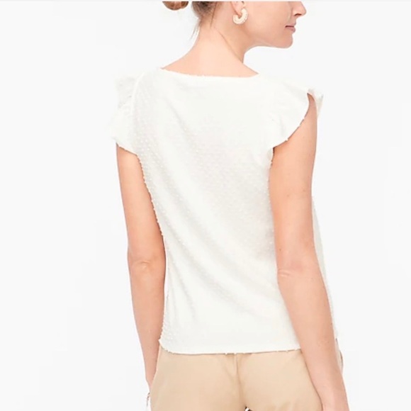 NWT J. Crew Flutter-sleeve Clip-dot Top Sz L large lg new ivory white - Picture 4 of 10
